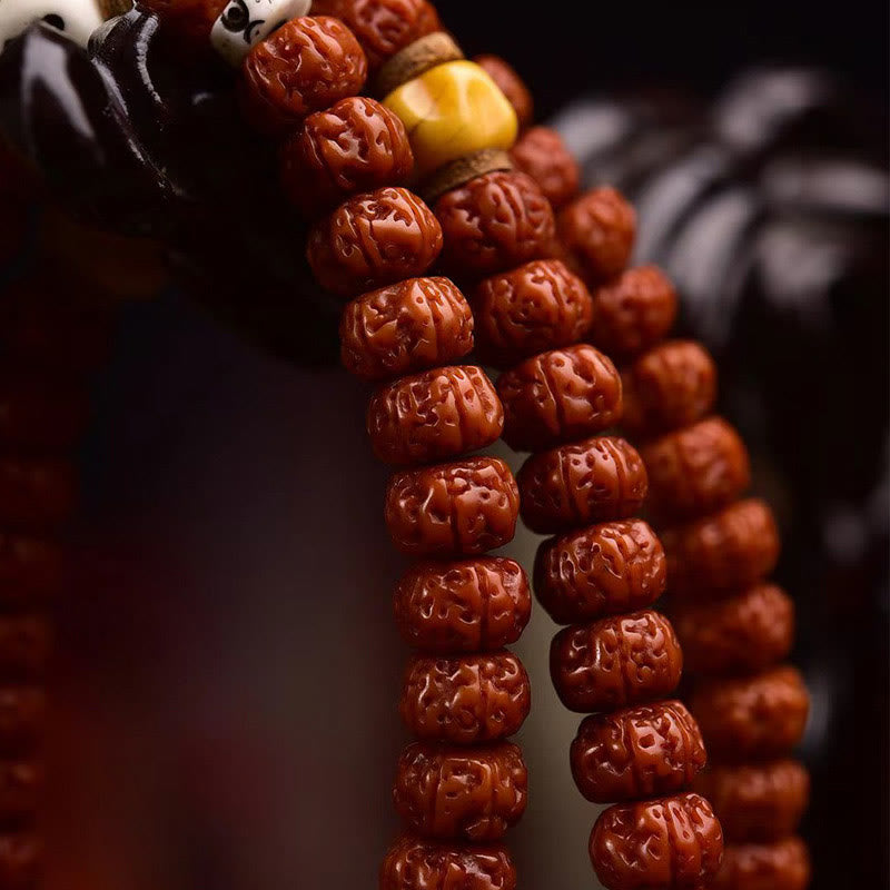 Foviel 108 Perlen Rudraksha Bodhi Samen Wealthator Mala