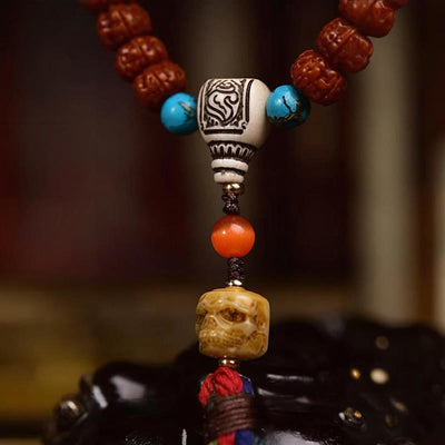 Foviel 108 Perlen Rudraksha Bodhi Samen Wealthator Mala