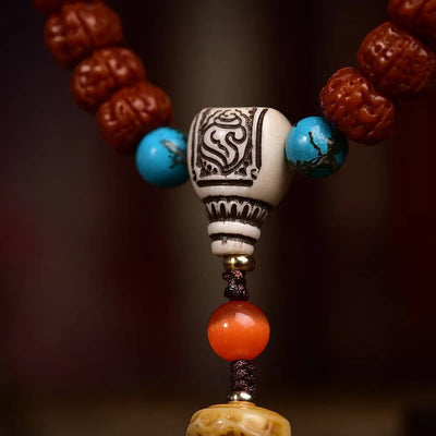 Foviel 108 Perlen Rudraksha Bodhi Samen Wealthator Mala