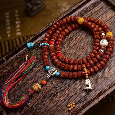 Foviel 108 Perlen Rudraksha Bodhi Samen Wealthator Mala