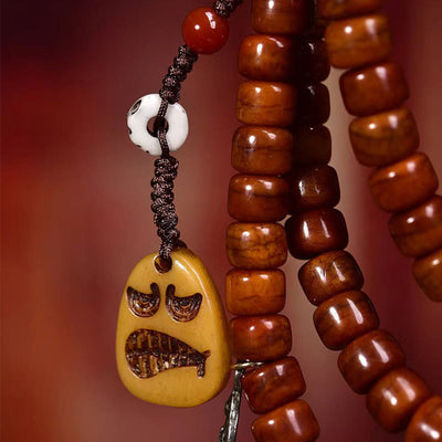 Mala de force Foviel Tibet 108 perles en os avec perle Dzi
