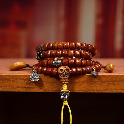 Mala de force Foviel Tibet 108 perles en os avec perle Dzi