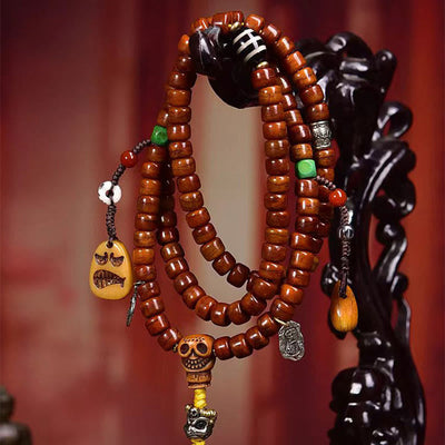 Mala de force Foviel Tibet 108 perles en os avec perle Dzi