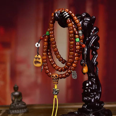 Mala de force Foviel Tibet 108 perles en os avec perle Dzi