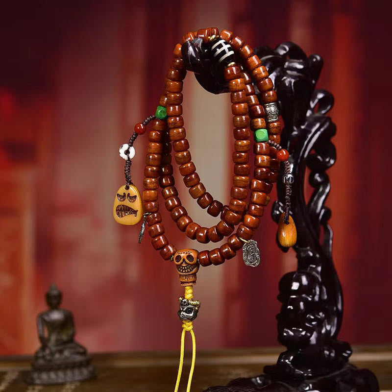 Mala de force Foviel Tibet 108 perles en os avec perle Dzi