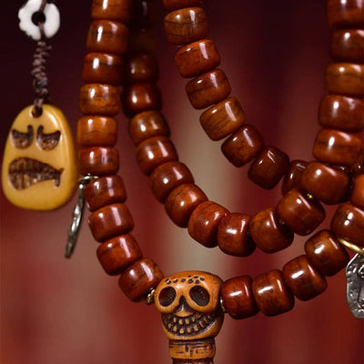Mala de force Foviel Tibet 108 perles en os avec perle Dzi