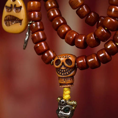 Mala de force Foviel Tibet 108 perles en os avec perle Dzi