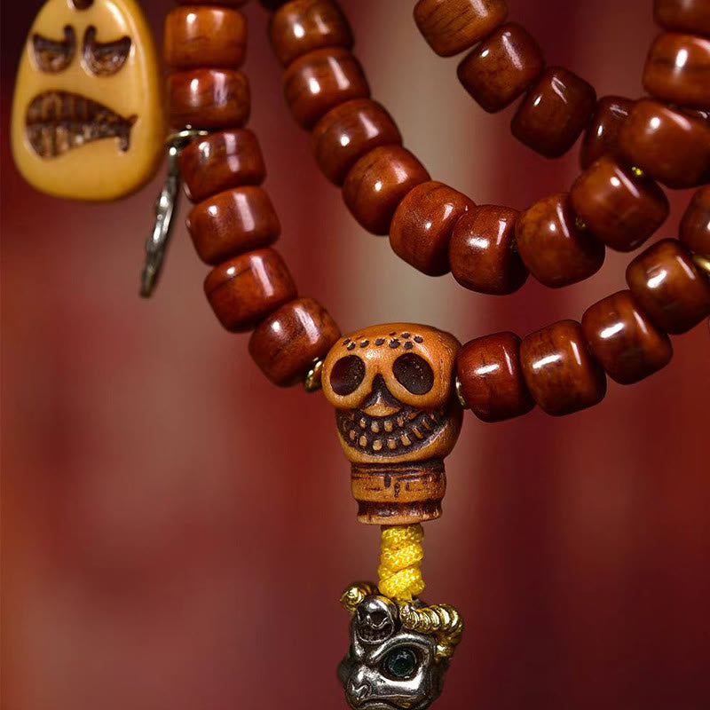 Mala de force Foviel Tibet 108 perles en os avec perle Dzi