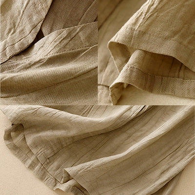Buddha Stones Casual Summer Pure Color Pleated Design Sleeveless Women's Cotton Linen V-Neck Vest Cardigan - image 3