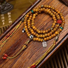 Foviel Tibetan 108 Beads Bone Beads Dzi Bead Keep Away Evil Spirits Mala