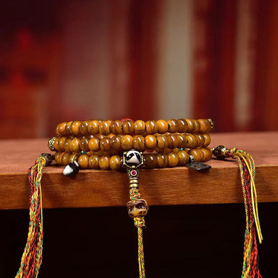 Foviel Tibetan 108 Beads Bone Beads Dzi Bead Keep Away Evil Spirits Mala