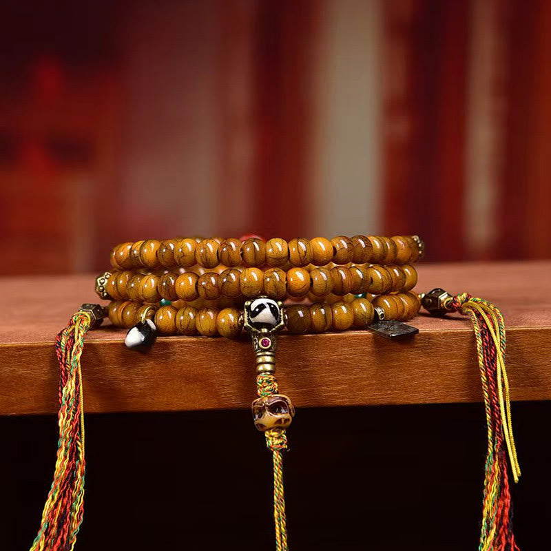 Foviel Tibetan 108 Beads Bone Beads Dzi Bead Keep Away Evil Spirits Mala