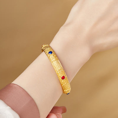 Foviel 925 Sterling Silber Goldene auffällige Wolken Hollow Design Schutz Armband Armreif 2.20 IN (56 MM)