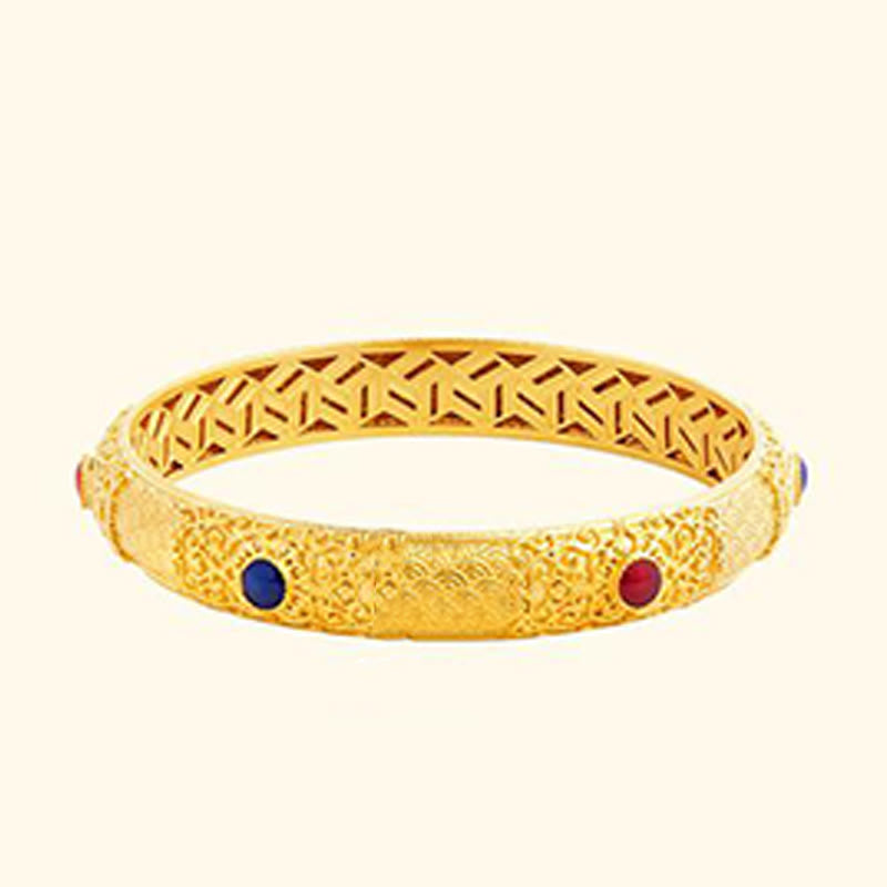 Foviel 925 Sterling Silber Goldene auffällige Wolken Hollow Design Schutz Armband Armreif 2.20 IN (56 MM)