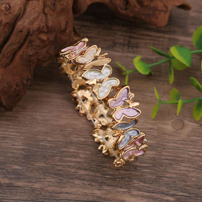 Foviel Colorful Butterfly Freedom Alloy Elastic Bracelet Bangle