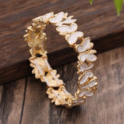 Foviel Colorful Butterfly Freedom Alloy Elastic Bracelet Bangle
