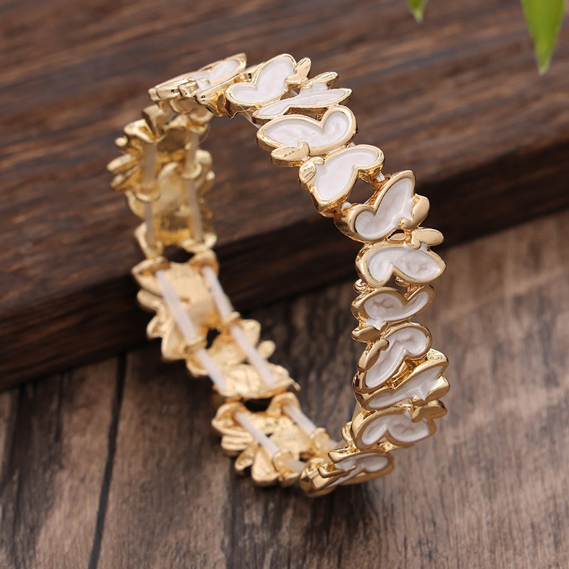 Foviel Colorful Butterfly Freedom Alloy Elastic Bracelet Bangle