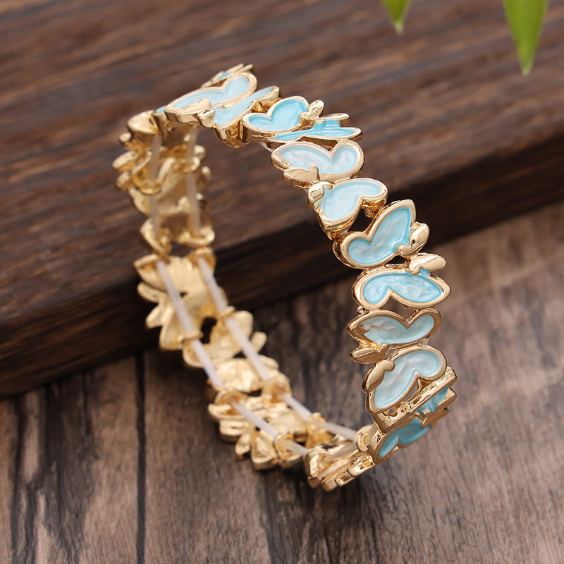 Foviel Colorful Butterfly Freedom Alloy Elastic Bracelet Bangle