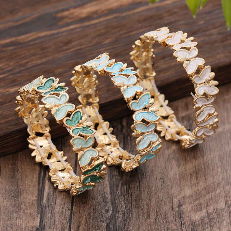 Foviel Colorful Butterfly Freedom Alloy Elastic Bracelet Bangle