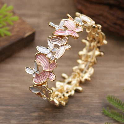 Foviel Colorful Butterfly Love Alloy Elastic Bracelet Bangle
