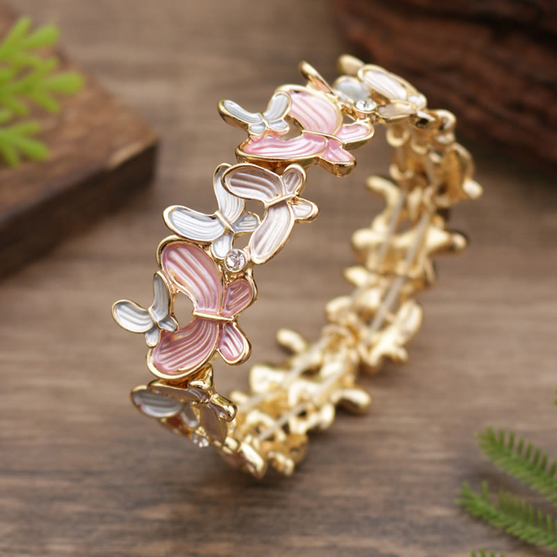 Foviel Colorful Butterfly Love Alloy Elastic Bracelet Bangle