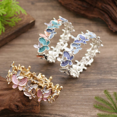 Foviel Colorful Butterfly Love Alloy Elastic Bracelet Bangle