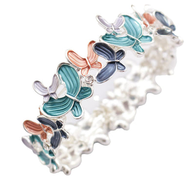 Foviel Colorful Butterfly Love Alloy Elastic Bracelet Bangle