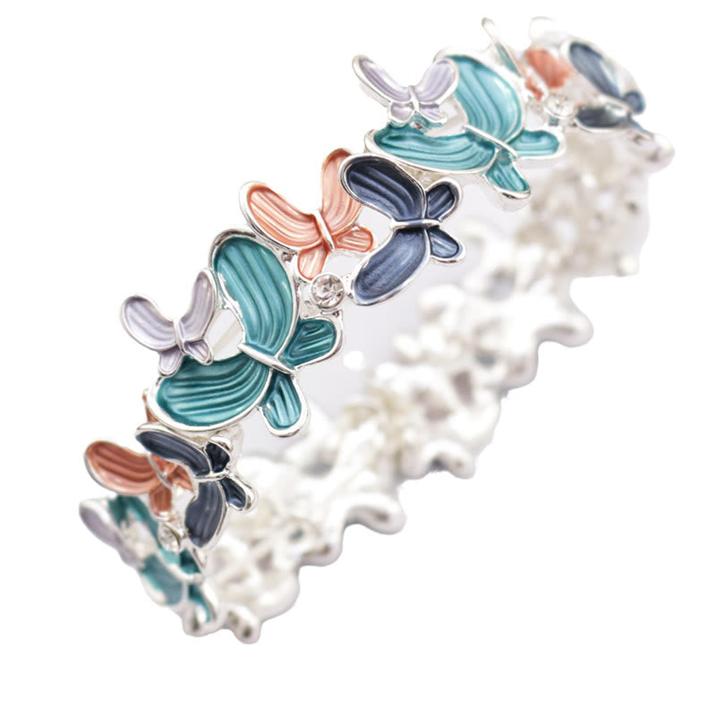 Foviel Colorful Butterfly Love Alloy Elastic Bracelet Bangle