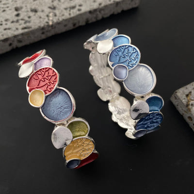 Foviel Der Baum des Lebens Rundmuster Einheit Legierung elastisches Armband