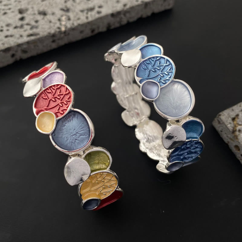 Foviel Der Baum des Lebens Rundmuster Einheit Legierung elastisches Armband