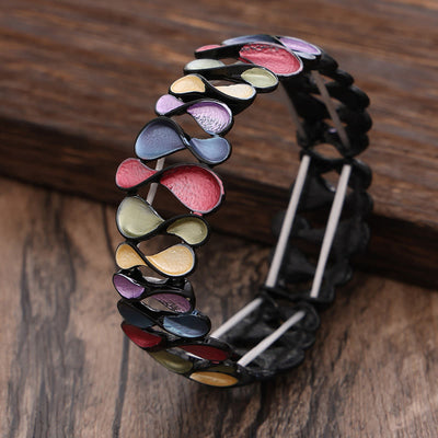 Foviel Colorful Geometric Hollow 8-shaped Alloy Healing Elastic Bracelet Bangle