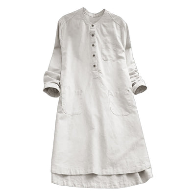 Buddha Stones Solid Buttons Long Sleeve Women's Shirt With Pockets - image 4
