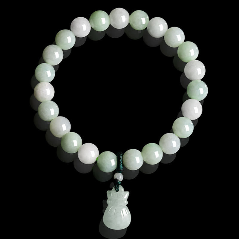 Foviel Natural Jade Money Bag Charm Luck Bracelet