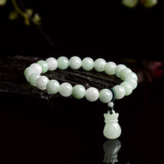 Foviel Natural Jade Money Bag Charm Luck Bracelet