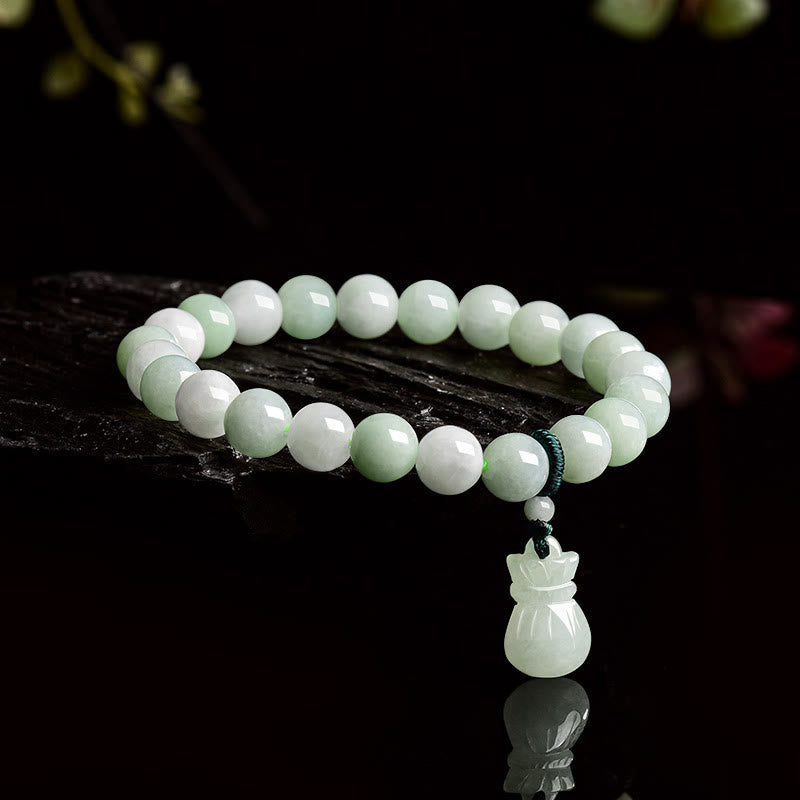 Foviel Natural Jade Money Bag Charm Luck Bracelet