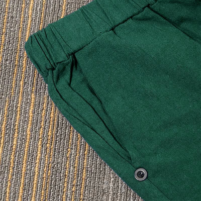 Buddha Stones Casual Pure Color Hollow Button Cuff Design Women's Cotton Linen Pants With Pockets - image 31
