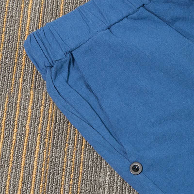 Buddha Stones Casual Pure Color Hollow Button Cuff Design Women's Cotton Linen Pants With Pockets - image 45