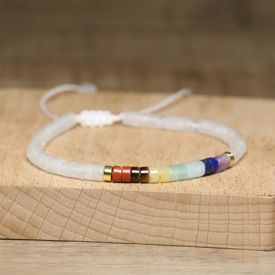 Bracelet Foviel en cristal blanc naturel et perles d'espacement en onyx noir avec clarté