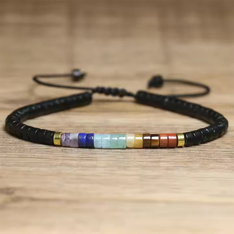 Bracelet Foviel en cristal blanc naturel et perles d'espacement en onyx noir avec clarté