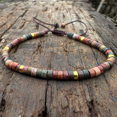 Bracelet de perles intercalaires Foviel en rhodonite pour guérir les relations