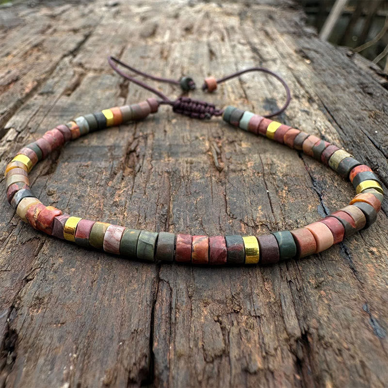 Bracelet de perles intercalaires Foviel en rhodonite pour guérir les relations