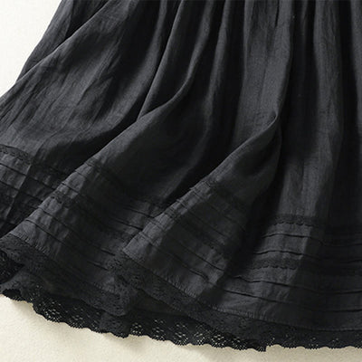 Buddha Stones Summer Plain Drawstring Lace Patchwork Design Women's 7-8 Length Skirt - image 25
