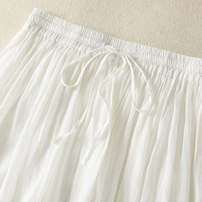 Buddha Stones Summer Plain Drawstring Lace Patchwork Design Women's 7-8 Length Skirt - image 11