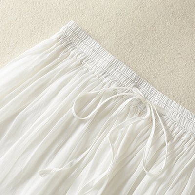 Buddha Stones Summer Plain Drawstring Lace Patchwork Design Women's 7-8 Length Skirt - image 12