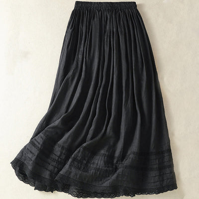Buddha Stones Summer Plain Drawstring Lace Patchwork Design Women's 7-8 Length Skirt - image 19