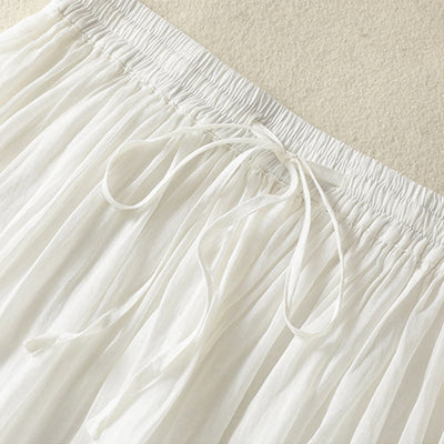 Buddha Stones Summer Plain Drawstring Lace Patchwork Design Women's 7-8 Length Skirt - image 13