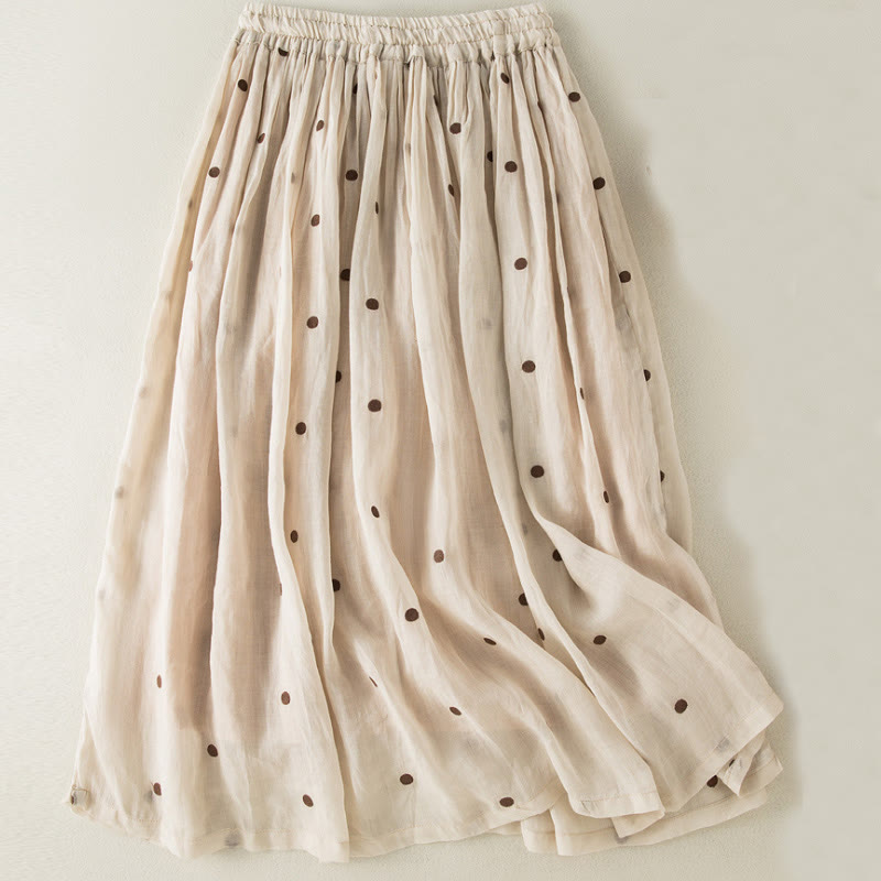 Buddha Stones Artistic Vintage Dot Pattern Women's Pleated Skirt - image 1