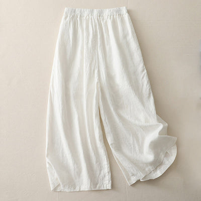 Buddha Stones Casual Plain Tucker Pleats Elastic Women's Polyester Wide Leg Pants With Pockets - image 6