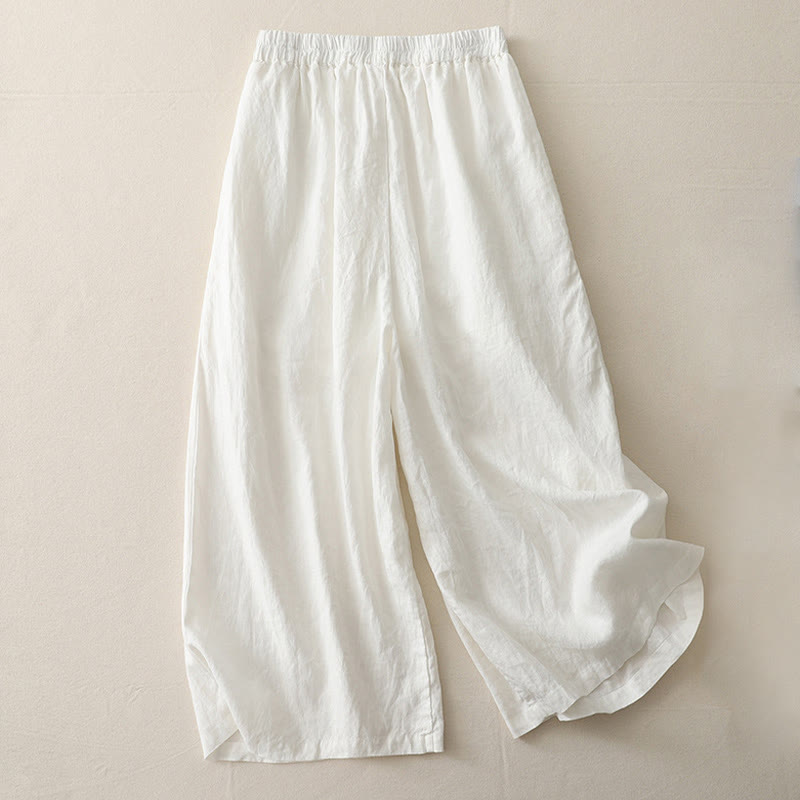 Buddha Stones Casual Plain Tucker Pleats Elastic Women's Polyester Wide Leg Pants With Pockets - image 6