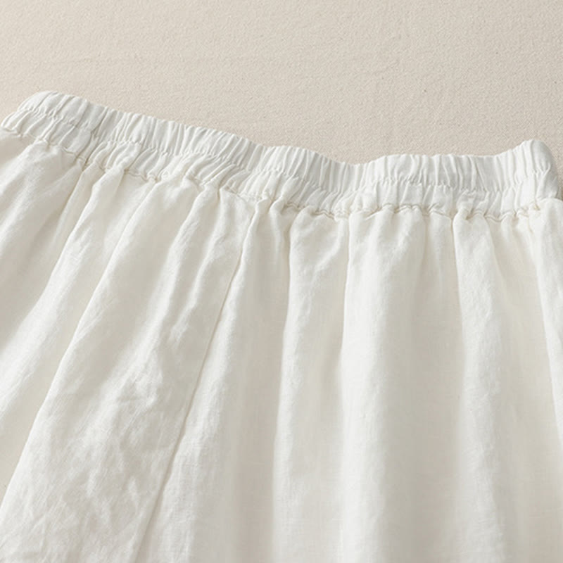 Buddha Stones Casual Plain Tucker Pleats Elastic Women's Polyester Wide Leg Pants With Pockets - image 11